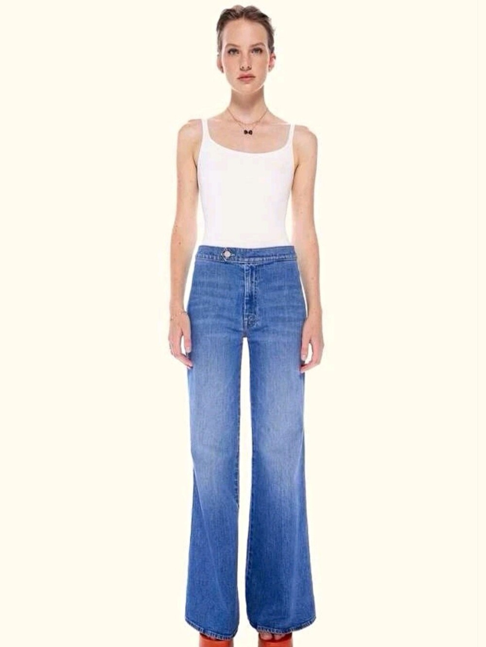 MOTHER Denim The Tab High Rise Wide Leg Jeans Size 29 70s Retro Stretch Trouser